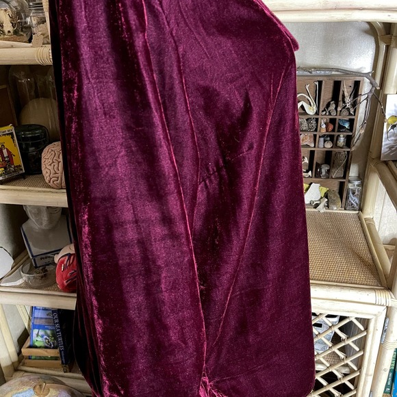 Vintage 90s Dark Red Velvet Skirt Set Dark Bohemian Butterfly Embroidered 18 20 - Picture 16 of 16